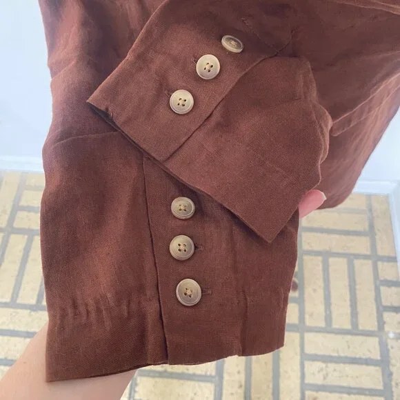 NWT Quince Blazer Jacket 100% Linen Brown - Picture 4 of 11